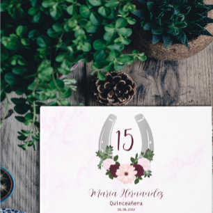 Livre D'or Quinceanera Floral Western Horseshoe