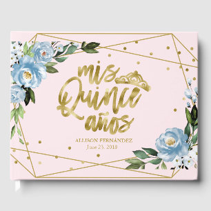 Livre D'or Quinceanera Florale Bleu Rose