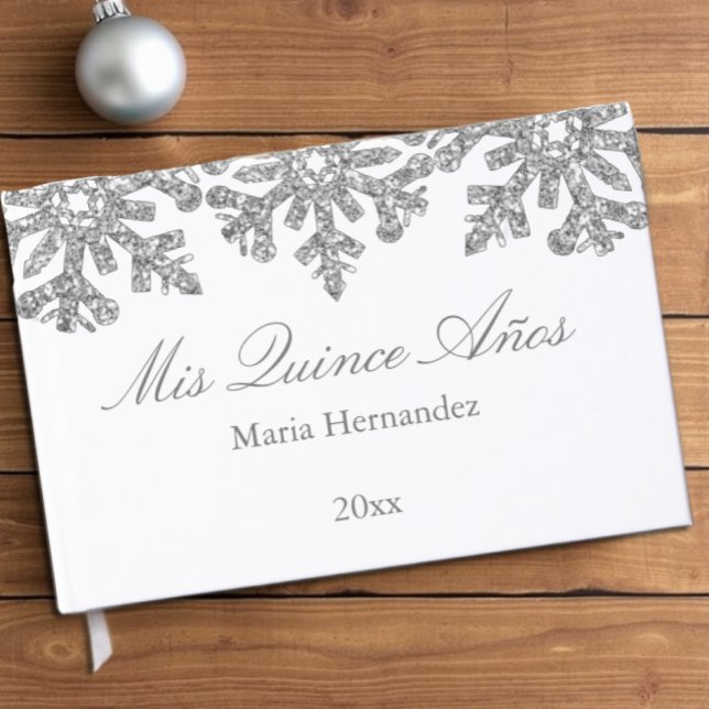Livre D'or Quinceanera hivernale de flocons d'argent (Créateur téléchargé)