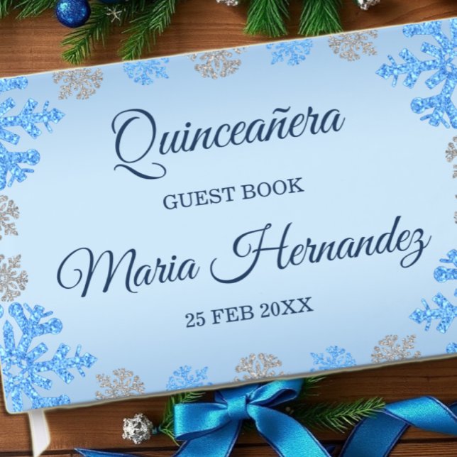 Livre D'or Quinceañera Ice Blue Silver Winter Snowflake (Créateur téléchargé)