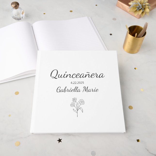 Livre D'or Quinceañera moderne Elégante fête du 15e anniversa (Recto ouvert)