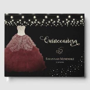 Livre D'or Quinceanera noire Bourgogne avec lumière photo