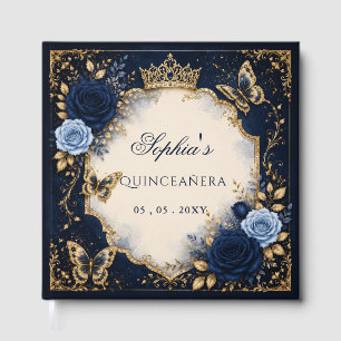 Livre D'or Quinceañera Papillon Floral Or Navy