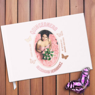 Livre D'or Quinceanera Papillons Roses