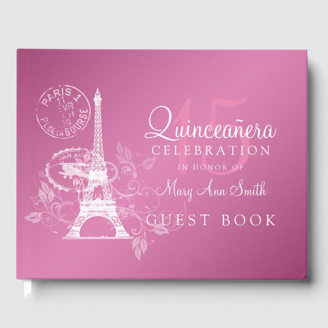 Livre d'or Quinceanera Party Paris Pink (Recto)