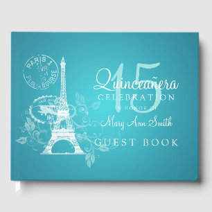Livre d'or Quinceanera Party Paris Turquoise