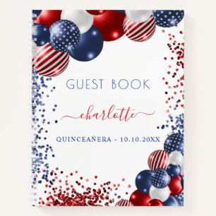 Livre d'or Quinceanera patriotique rouge blanc ble