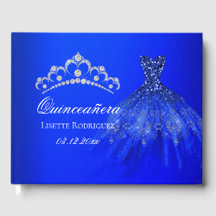 Livre D'or Quinceanera personnalisée en bleu royal
