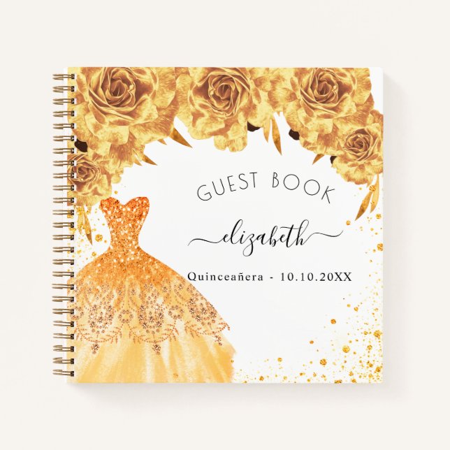 Livre d'or Quinceanera robe de parties scintillant (Devant)