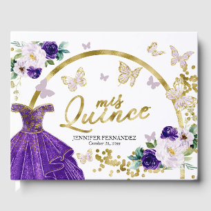 Livre d'or Quinceanera Robe Papillon Violet