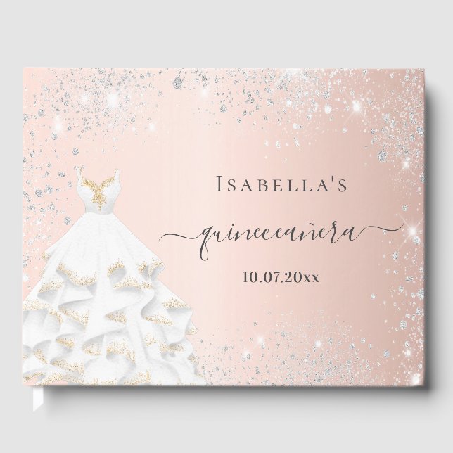 Livre D'or Quinceanera rose or blanc robe parties scintillant (Recto)