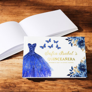 Livre D'or Quinceañera Royal Blue Gold Princess Butterflies
