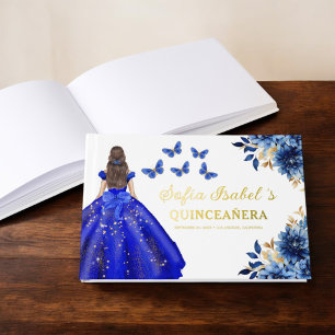 Livre D'or Quinceañera Royal Blue Gold Princess Butterflies