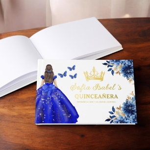 Livre D'or Quinceañera Royal Blue Gold Princess Butterflies