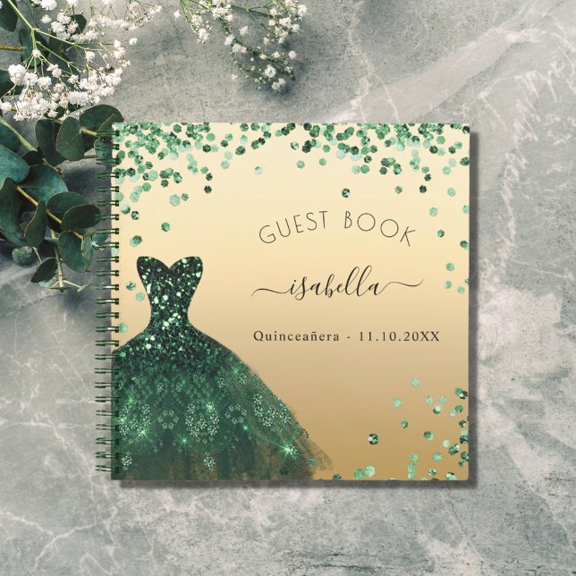 Livre d'or Quinceanera vert émeraude robe (Créateur téléchargé)
