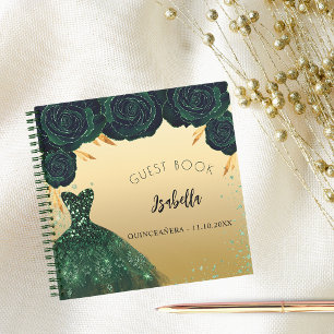 Livre d'or Quinceanera vert émeraude robe