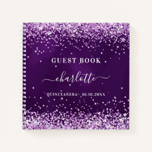 Livre d'or Quinceanera violet nom de la parties sc