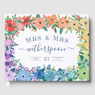 Livre D'or Rainbow Flowers Mrs & Mrs Mariage Guestbook