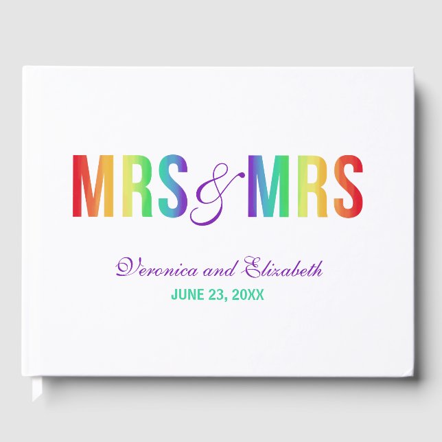 Livre D'or Rainbow Mme & Mme | Mariage lesbien (Recto)