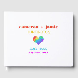 Livre D'or Rainbow Paint Heart Gay Lesbian Mariage