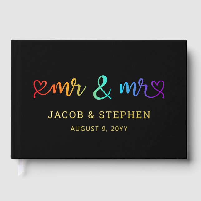 Livre D'or Rainbow Script Black Mr & Mr Gay Mariage (Recto)