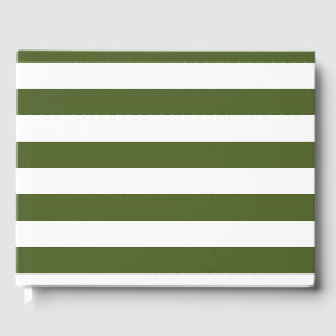 Livre D'or Rayures vert mousse foncé et blanc