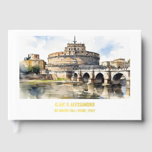 Livre D'or Real foil Castel Sant'Angelo Rome aquarelle chic