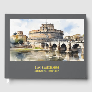 Livre D'or Real foil Castel Sant'Angelo Rome aquarelle chic