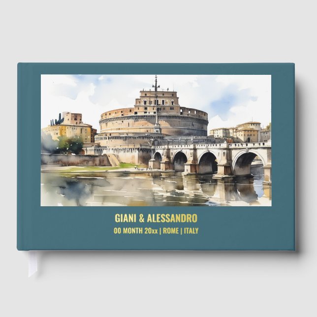 Livre D'or Real foil Castel Sant'Angelo Rome mariage Italie (Recto)