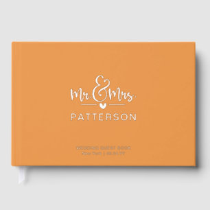 Livre D'or Real Foil Mr & Mrs Mariage Orange personnalisé