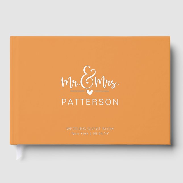 Livre D'or Real Foil Mr & Mrs Mariage Orange personnalisé (Recto)