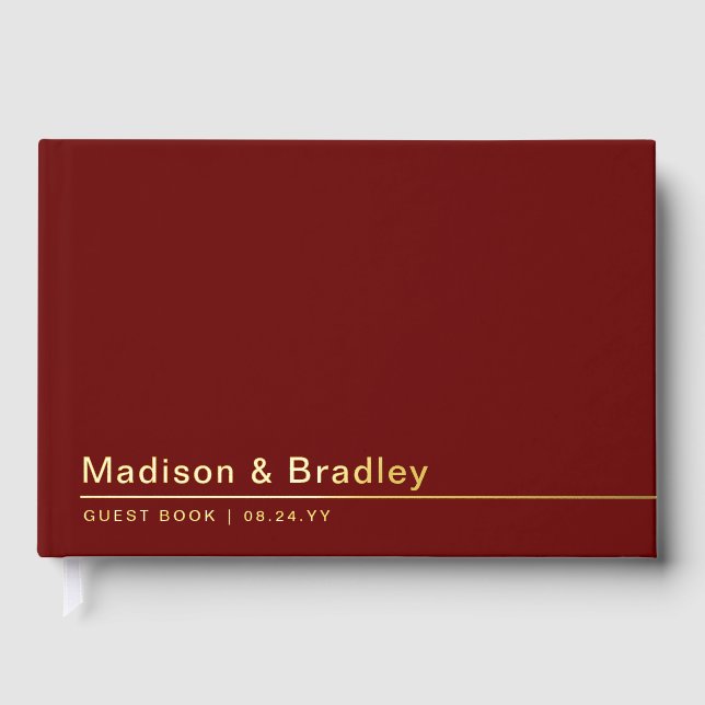 Livre D'or Real Foil Simple Modern Gold Script Mariage (Recto)