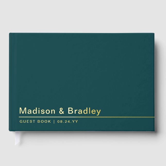 Livre D'or Real Foil Simple Modern Gold Script Mariage (Recto)