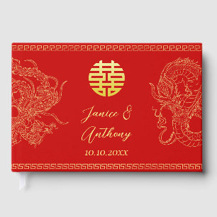 Livre D'or Réception du dragon mariage de Chine rouge phoenix