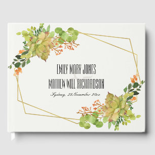 LIVRE D'OR RÉCHAUFFEMENT DE COULEUR D'EAU FLORALE SUCCULENT C