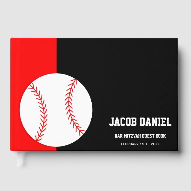 Livre D'or Red Black Baseball Bar Mitzvah (Recto)