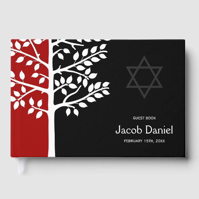 Livre D'or Red Black Tree of Life Bar Mitzvah (Recto)
