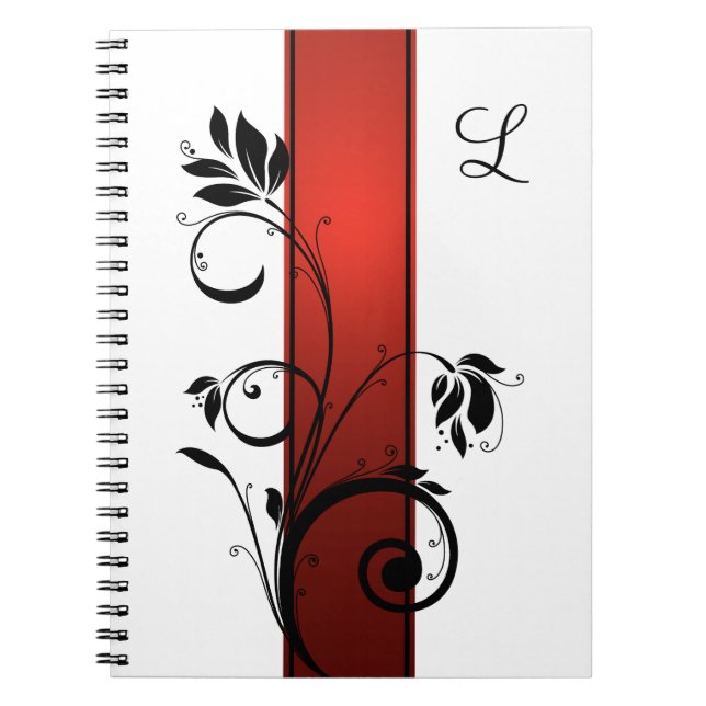 Livre d'or Red Gradient Black Floral Swirls (Devant)
