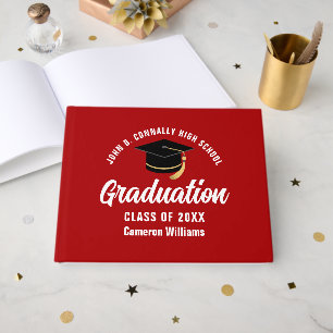 Livre D'or Red White Graduate Custom 2025 Graduation Party