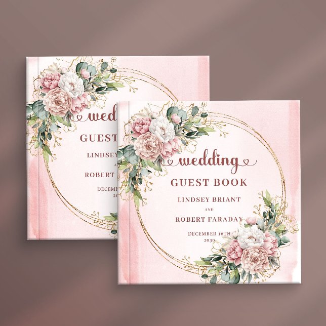 Livre D'or Refined Blush Pink Floral Greenery Wedding Guest  (Refined Blush Pink Floral Greenery Wedding Guest Book)