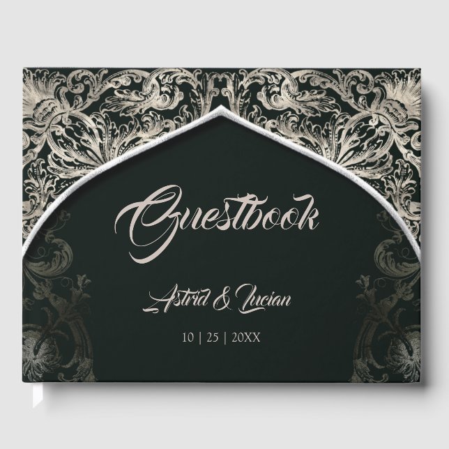 Livre D'or Regal Silver Flourdissant Chasseur Vert Mariage (Recto)