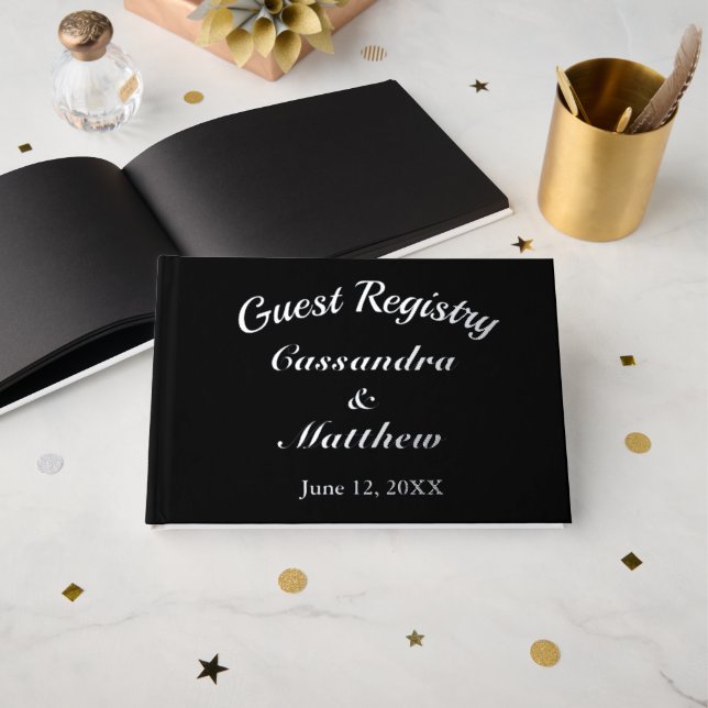 Livre D'or Registre mariage Vin Floral Silver Foil & Black (Recto ouvert)
