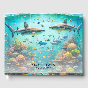 Livre D'or Requins & Poissons Aquarelle Aquatique Mariage Aqu