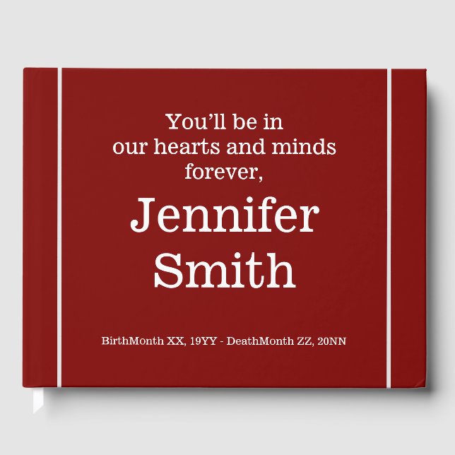 Livre D'or Respectable & Basic Memorial Guest Book (Recto)