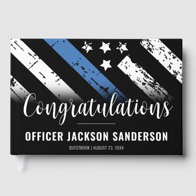 Livre D'or Retraite de la police Ligne Bleue Mince Applicatio (Recto)
