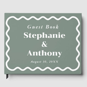 Livre D'or Retro 1950s Wavy Edge Mariage rouge foncé