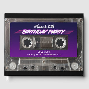 Livre D'or Retro 80s Mixtape Cassette Neon Violet Anniversair