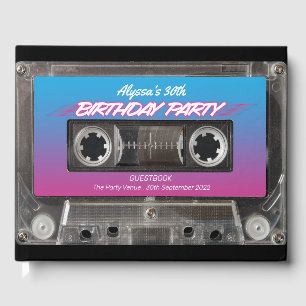 Livre D'or Retro 80s Neon Pink Blue Mixtape Cassette Party Gu