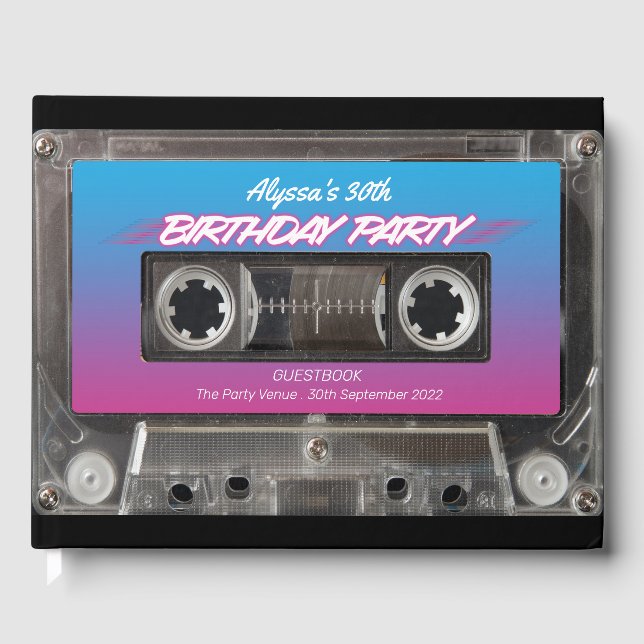 Livre D'or Retro 80s Neon Pink Blue Mixtape Cassette Party Gu (Recto)