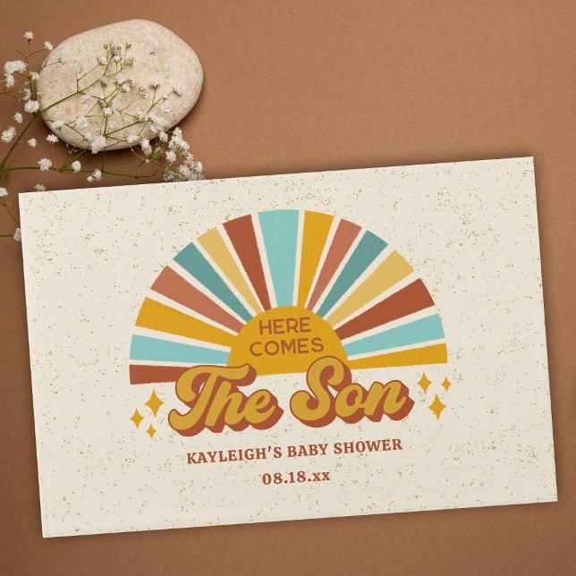 Livre D'or Retro Boho voici le Baby shower du fils (Créateur téléchargé)